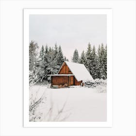 Montana Winter Cabin Art Print