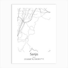 Sanjo,Japan Minimalist Map Art Print