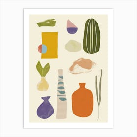 Cute Objects Abstract Illustration 6 Art Print