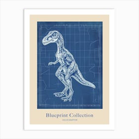 Velociraptor Dinosaur Blue Print Inspired 1 Poster Art Print