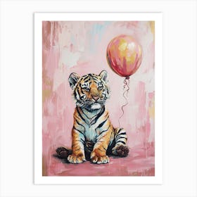 Cute Bengal Tiger 2 With Balloon Art Print