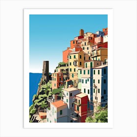 Cinque Terre, Italy, Flat Illustration 1 Art Print
