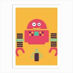 Robot On A Yellow Background Art Print