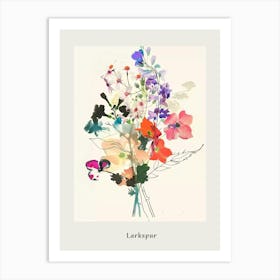 Larkspur 2 Collage Flower Bouquet Poster Art Print