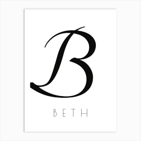 Beth Typography Name Initial Word Art Print