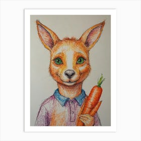 Fox With Carrot Art Print