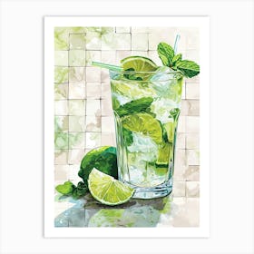 Mojito Watercolour Inspired 1 Art Print