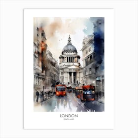 London England Watercolour Travel Poster 2 Art Print