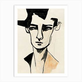 Male Sketch Portrait Line Art Print