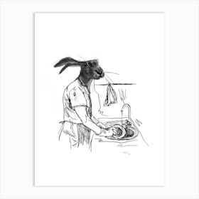 Rabbit In The Kitchen Art Print