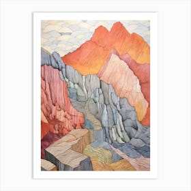 Mount Dickey United States Colourful Mountain Illustration Art Print