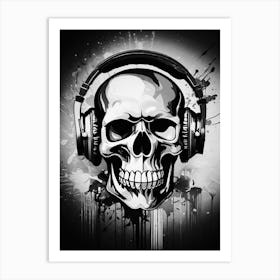 Skull With Headphones 83 Art Print