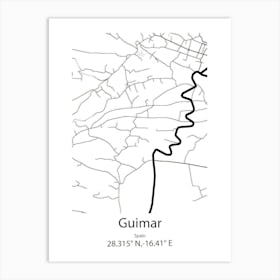 Guimar,Spain Minimalist Map Art Print