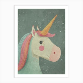 Vintage Pastel Storybook Style Unicorn 1 Art Print