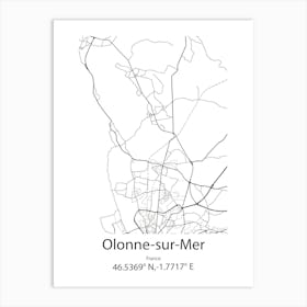 Olonne Sur Mer,France Minimalist Map Art Print