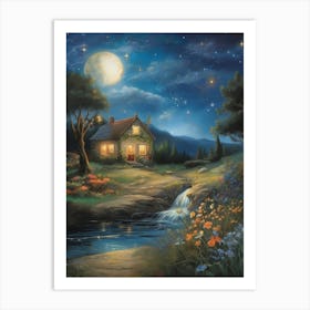 Night At The Cabin Art Print