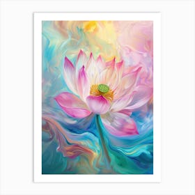 lotus flower swirling colors of light 5 Art Print