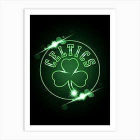 Boston Celtics Neon Art Print