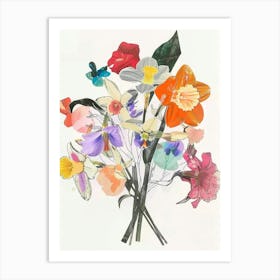 Daffodil 1 Collage Flower Bouquet Art Print