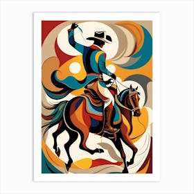 Cowboy On Horseback Art Print