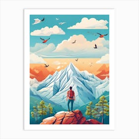 Man Looking At The Mountains 1 Art Print