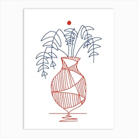 Plant In Red Vase Art Print