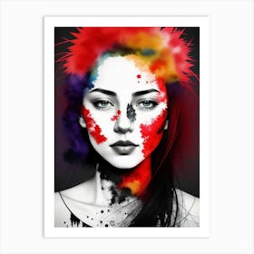 Colorful Girl With Paint On Her Face 1 Art Print