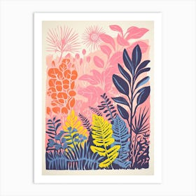 Colourful Botanical Risograph Style 21 Art Print