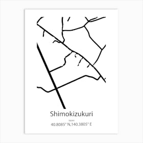 Shimokizukuri,Japan Minimalist Map Art Print