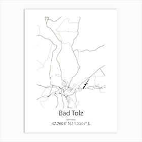 Bad Tolz,Germany Minimalist Map Art Print