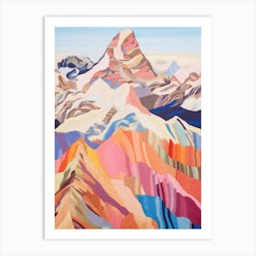 Aoraki New Zealand 1 Colourful Mountain Illustration Art Print