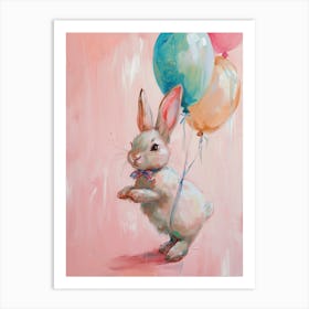 Cute Rabbit 3 With Balloon Art Print