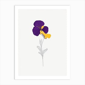 Pansy Floral Minimal Line Drawing 1 Flower Art Print