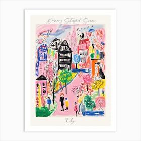 Poster Of Tokyo, Dreamy Storybook Illustration 1 Art Print