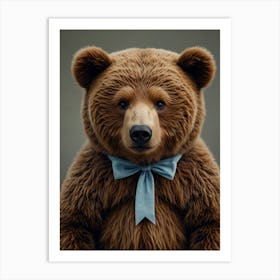 Bear With Blue Bow Tie Art Print