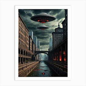 Aliens In The City Art Print