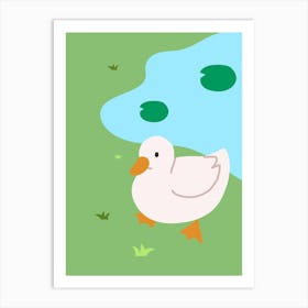 Duck By The Pond Art Print