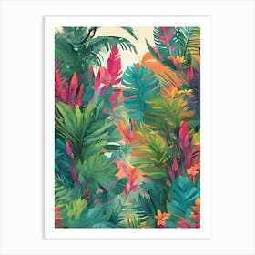 Tropical Undergrowth Brightly Coloured Art Print