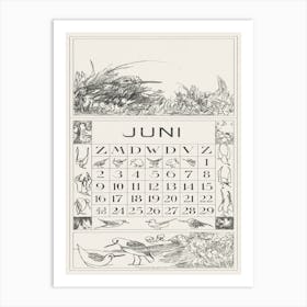 June Calendar Sheet With Redshank In The Grass (1917), Theo Van Hoytema Art Print
