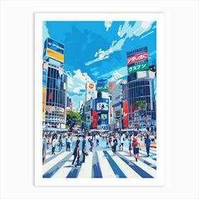 Shibuya Crossing Tokyo 1 Colourful Illustration Art Print