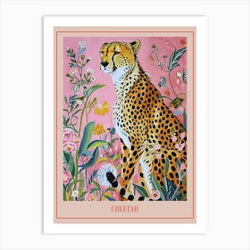 Floral Animal Painting Cheetah 2 Poster Art Print