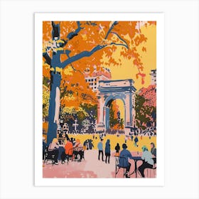 Washington Square Park New York Colourful Silkscreen Illustration 2 Art Print