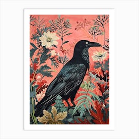 Floral Animal Painting Raven 2 Art Print