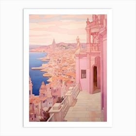 Cartagena Spain 6 Vintage Pink Travel Illustration Art Print