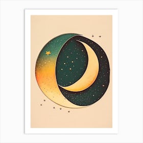 Crescent Vintage Sketch Space Art Print