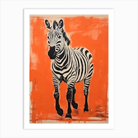 Grevy S Zebra, Woodblock Animal Drawing 4 Art Print
