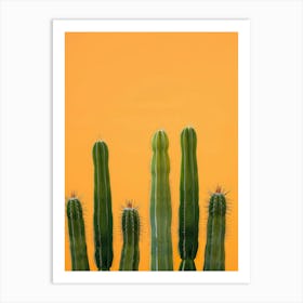 Cactus On Orange Background 1 Art Print