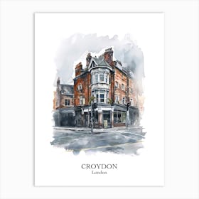 Croydon London Borough   Street Watercolour 3 Poster Art Print