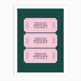 Teal And Pink Drink Ticket Art Print