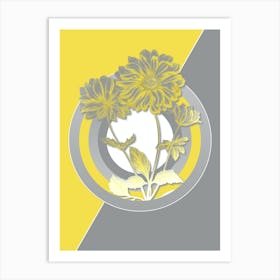 Vintage Hyacinth Botanical Geometric Art in Yellow and Gray n.095 Art Print